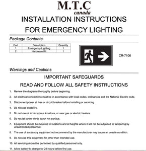 Pack of 1 Piece M0666 : M.T.C Canada LED Running Man Exit Sign Steel Housing PC Panel Input Voltage 120V-347V CSA Certified,For Sale Canadian Company Canadian Stock