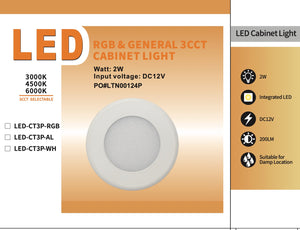 Pack of 10 Piece M0733  (Silver colour trim) :M.T.C Canada LED Puck Light/LED Low Voltage Recessed Under Cabinet Lights 12VDC 2W 200lm CETL Available In 2 Colour Silver trim 3cct (3K-45K-6K)