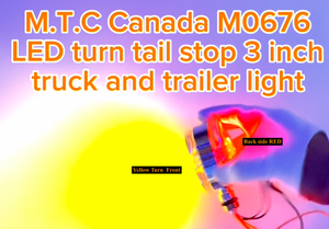 Pack of 4 : M0676:M.T.C Canada 3 inch Round Double Face Red/Amber 24 LED Turn Tail Stop Light Stud Mount 12VDC Compatible with Peterbilt Freightliner Kenworth Mack