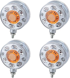 Pack of 4 : M0676:M.T.C Canada 3 inch Round Double Face Red/Amber 24 LED Turn Tail Stop Light Stud Mount 12VDC Compatible with Peterbilt Freightliner Kenworth Mack