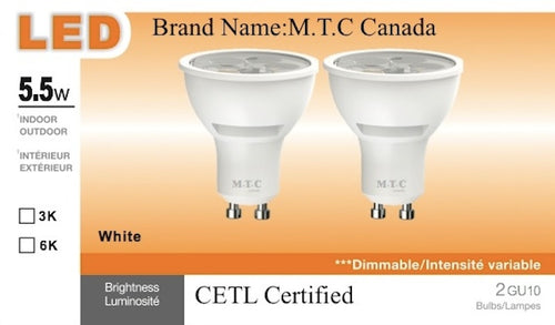 M0004 : Led GU10 Bulb 5.5W,Dimmable 600lm,3000K,Warm White,Input Voltage-120VAC ,CETL App,Pack of 24 Pieces