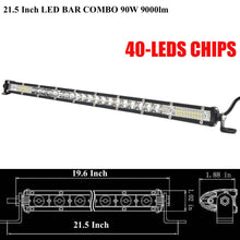 M0537 : LED Bar Single Row 21.5 inch 90W Yellow Light Combo 9000lm , IP65 Water Proof Input Voltage 10-30VDC CE, ROHS